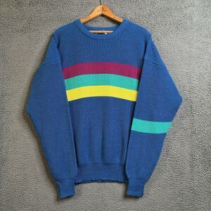 VTG 80s OP Ocean Pacific Mens XL Striped Crew Neck Surfer Sweater Color Block